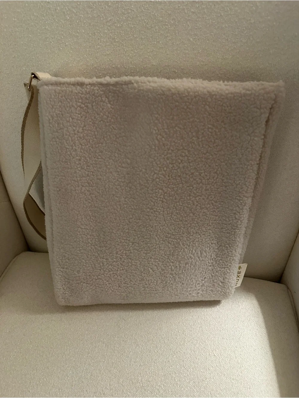 Nuxe Paris Cream Sherpa Crossbody Shoulder Bag